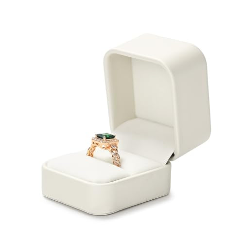 Oirlv Luxury Leather Jewelry Ring Box Engagement Ring Box Wedding Day Keepsake Box(Creamy-white) - color: Creamy-white, size: Ring Box