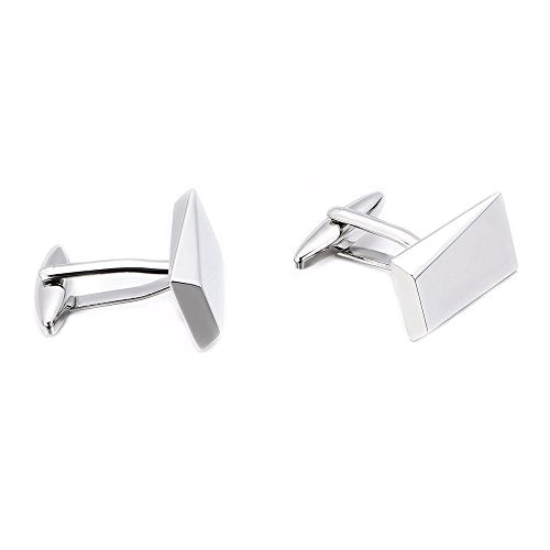 Cufflinks for Men, Stainless Steel Cuff Links Mens for Wedding Business Gifts, Silver, Black, Gold - color: Silver