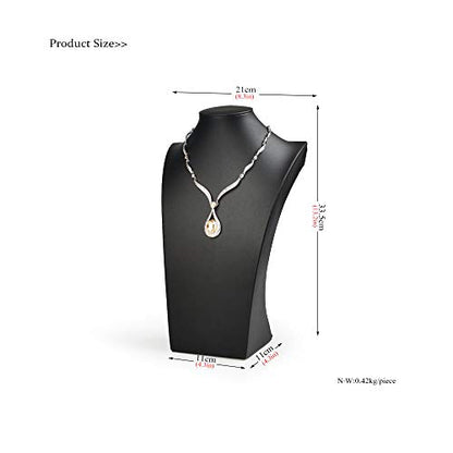 Oirlv Leather Necklace Display Stand Black Jewelry Mannequin H 13.2" - size: H13.39"