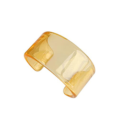 Pingyongchang Colorful Acrylic Resin Geometric Simple Open Bracelet Transparent Wide Cuff Bangle for Women Jewelry Gift - color: Yellow