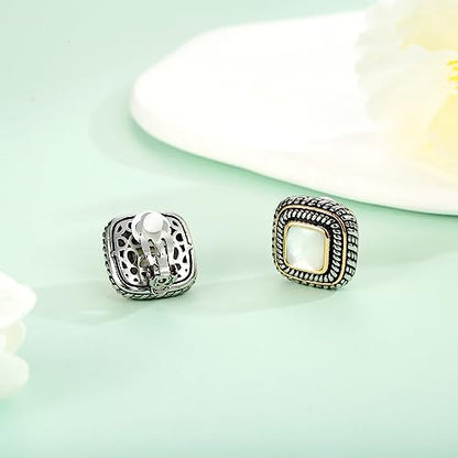 LILIE&WHITE Antique Gold Clip On Hoop Earrings for Women Non Pierced Clip on Earrings with Interwoven Textured Jewelry Gifts - color: EH21313A