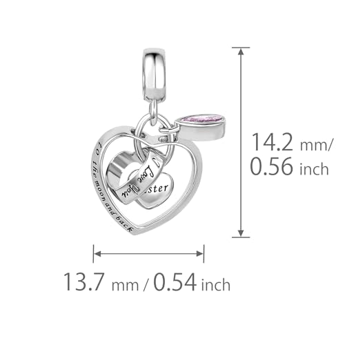 Interlocking Love Heart Dangle Charm fits Pandora Charms Bracelets with Pink Birthstone Cubic Zirconia I Love You to the Moon and Back - style: I Love You to the moon and back Grandma