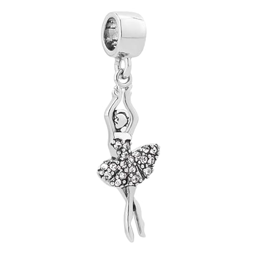 Birthstones Ballet Dancer Dangle Charm fits Pandora Charms Bracelets Gift for Daughter Granddaughter Women Sister Birthday - style: Apr Birthstones