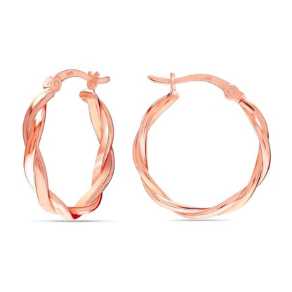 LeCalla 925 Sterling Silver Hoop Earrings | Lightweight Click-Top Gold Plated Anchor Infinity Earrings for Women - color: Infinity Twisted Rose-Gold