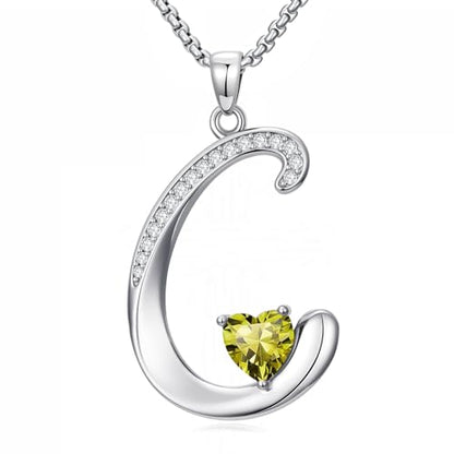 A to Z Initial Birthstone Pendant Necklaces Name Jewelry for Women | 18K White Gold Plated Personalized Alphabet Jewelry Anniversary Christmas Birthday Gifts for Wife Her Daughter Girlfriend - color: C Initial-08-Aug