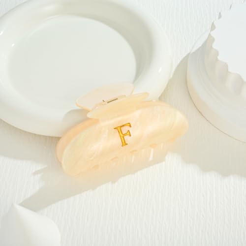 LILIE&WHITE Acrylic Letter Hair Clips For Women Stylish F Initial Hair Claw | Alphabet Hair Clip Fashion Glitter Monogram Claw Clip Elegant And Durable Hair Accessory Large Hair Clips F - color: HC22539F