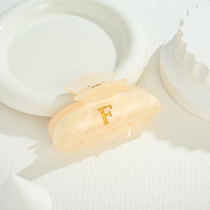 LILIE&WHITE Acrylic Letter Hair Clips For Women Stylish F Initial Hair Claw | Alphabet Hair Clip Fashion Glitter Monogram Claw Clip Elegant And Durable Hair Accessory Large Hair Clips F - color: HC22539F