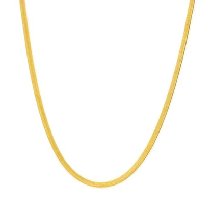 14K Gold Plated Paper Clip Chain Link Necklace Satellite Chain Necklace for Women - color: Herringbone Necklace