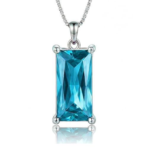 8mm x 16mm Square Birthstone Pendant Necklace – Fashion charming Sterling Silver Gift for women - color: December