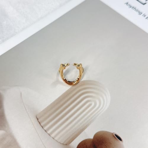NewZenro Horseshoe Ring for Women Dainty Minimalist Stainless Steel Gold-tone U Shaped Animal Statement Open Band Finger Rings Comfort Fit Fashion Trendy Jewelry Size 7