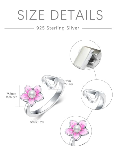 Dragonfly Toe Ring for Women 925 Sterling Silver Dragonfly/Butterfly/Cat/Paw Toe Rings Adjustable Open Ring for Women Christmas Jewelry Gift - color: Flower