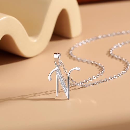 VIKI LYNN Dainty Initial Letter Pendant Necklace for Women | Cubic Zirconia Initial Jewelry, Personalized Letter Necklace, Dainty Women Jewelry, Birthday Gift Idea for Her, Mom and Wife - color: Silver, style: Silver-N