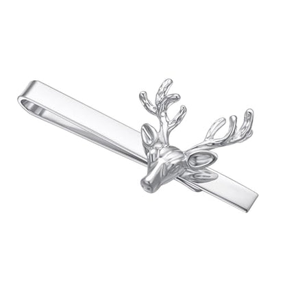 Christmas Tie Clips for Men 14k Gold Plated Silver Tie Pins with Cute Animal Deer/Lion/Dog/Cat Tie Bars Necktie Suit Tie Accessories Jewelry - style: Christmas Deer Tie Clip