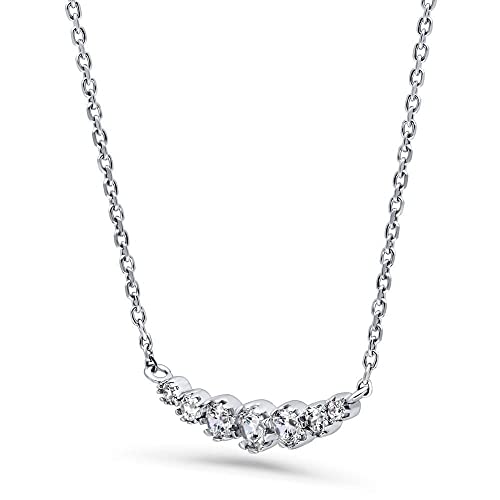 BERRICLE Sterling Silver CZ Cubic Zirconia Pendant Necklace for Women - Cluster, Graduated, Solitaire, Bar, Bubble, East-West Designs - style: Classic Cluster