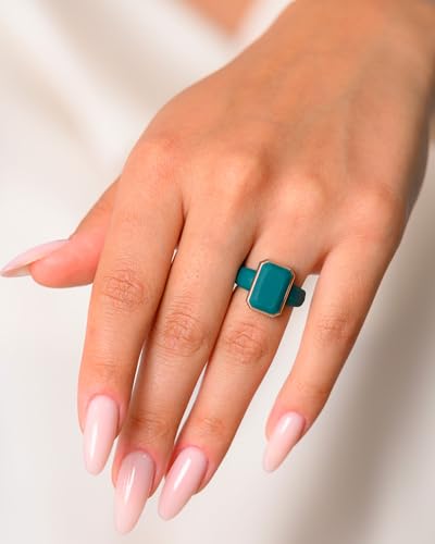 Rinfit Emerald Silicone Ring with Stainless Steel Frame - color: Pack F - Teal Ocean / Metal Rose Gold