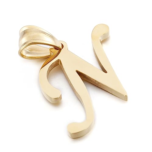 Initial Charms Gold Initial Pendant 14k Gold Letter Charm Name Pendant for Women and Men - style: N