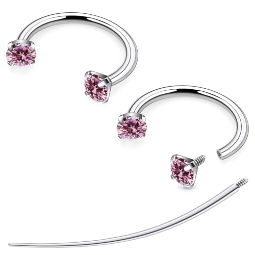 F136 Titanium 20/18/16/14g Horseshoe Nose Septum Lip Ear Rings Piercings 8/10/12mm Cartilage Helix Daith Earrings Jewelry for Women Men - color: Pink, size: 20g*3/8in(10mm)