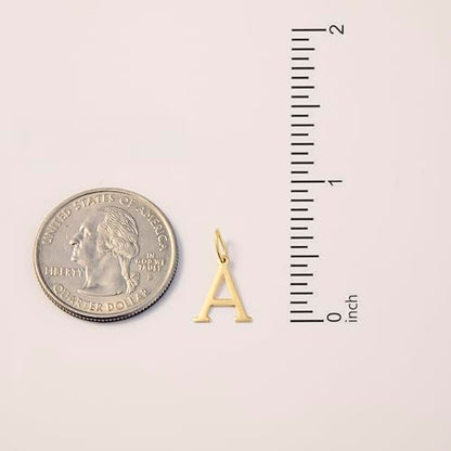 14K Solid Gold Initial Letter Charm Pendant for Women - Personalized Block Letter Add On Charm (A to Z All Letters) - color: B