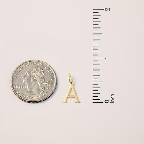 14K Solid Gold Initial Letter Charm Pendant for Women - Personalized Block Letter Add On Charm (A to Z All Letters) - color: P