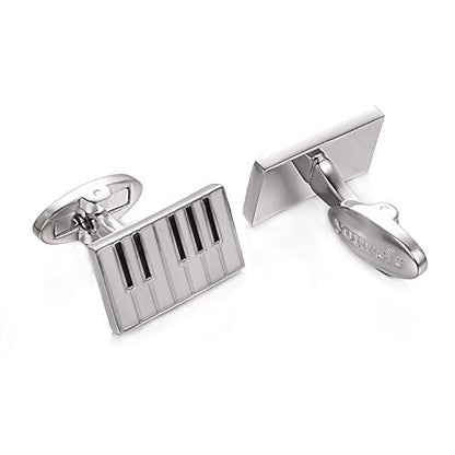 Yoursfs Novelty Sunflower/Love Knot/Architect Cufflinks for Men Funny Stainless Steel Cufflinks Personalized Cuff links Wedding Gift Fashion Jewelry - style: Piano Key Cufflinks