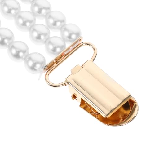Generic Faux Pearl Sweater Clips with Chain for Women Shawls and Cardigans, Elegant Privacy Protection and Versatile Use, for Daily Wear and Parties, White Metal Design