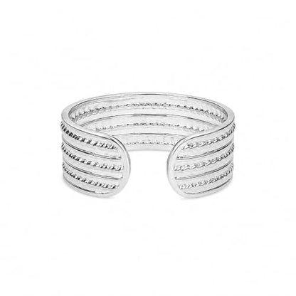 Sterling Silver Toe Ring, Adjustable Open Band, Handmade | Fits Toe, Knuckle or Pinky Ring | One Size Fits Most | Comfortable to Wear | Minimalist Style | Water Resistant - style: Line Textured Band