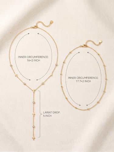 Gmai Long Necklaces for Women 14K Gold Plated Y-Shaped Drop Chain Layered Lariat Long Necklace Dainty Cross Pendant Necklace Trendy Everyday Wear Gift - color: Golden Cross Necklace