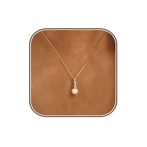 Pearl Necklaces for Women Trendy,Dainty Pearl Pendant Necklace | 14k Gold Plated Elegant Pearl Necklace,Simple Pearl Pendant,Dainty Gold Jewelry,Waterproof Summer Bridal Wedding Accessories - color: GOLD-17