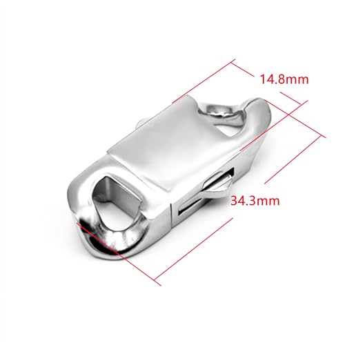 2 Sets Stainless Steel Spring Clasps for Chain Bracelet and Necklace Buckle Jewelry Making Supplies (15mm Wide, Mirror Steel) - size: 14.8mm Wide