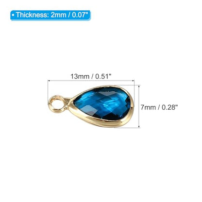 PATIKIL Birthstone Charm Beads Drop Pendant, Handmade Birthstone for Personalized Earrings Bracelet Necklace - color: Blue, size: 0.51" x 0.28"