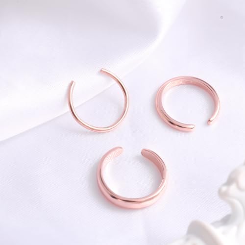 Mikovivi 3pcs Adjustable Toe Rings, Thin Open Band Toe Rings Elegant Summer Beach Foot Jewellery for Woman - color: Rose Gold