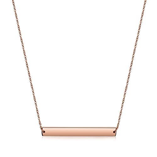 Multi Gold Bar Necklace for Women Vertical/Horizontal Bar Pendant Necklaces with Adjustable Chain Necklace Adult Jewelry - color: Rose Gold