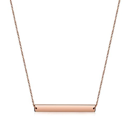 Multi Gold Bar Necklace for Women Vertical/Horizontal Bar Pendant Necklaces with Adjustable Chain Necklace Adult Jewelry - color: Rose Gold