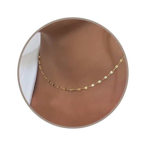 Annika Bella Choker Necklace, Gold Chain for Women, Length 13-16 Inches, Minimalist Necklaces for Women, Lace/Link/Tubes/Dotted Chain Chokers. - style: Lace Chain