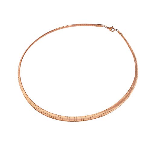 Italian Omega Chain Necklace - color: Rose Gold, size: 6mm
