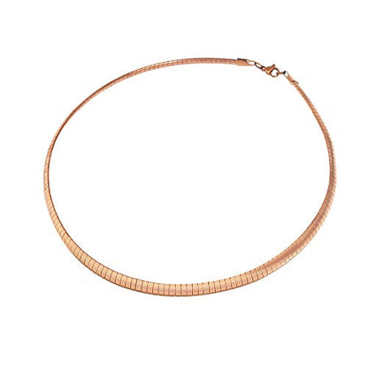 Italian Omega Chain Necklace - color: Rose Gold, size: 6mm