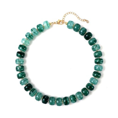 SHERLOVE Chunky Statement Large Resin Beaded Choker Necklaces for Women | Big Lightweight Bead Beaded Necklace Trendy Fashion Boho Summer Beach Vacation Jewelry - color: Beaded Choker Green