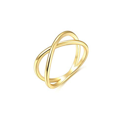 Valloey Rover Gold Rings for Women Non Tarnish Thumb Ring | 14k Gold Plated Adjustable Open Cross Wedding Rings Waterproof Fashion Statement Jewelry for Women Trendy Gift - color: X