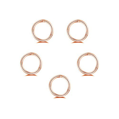 5Pcs 18g Stainless Steel Tiny Sleeper Hoop Earrings for Women Teen Men Septum Hinged Clicker Daith Nose Ring Helix Cartilage Tragus Huggie Cuff Hoops Piercing Set 8mm 10mm - color: 8mm in Rose Gold