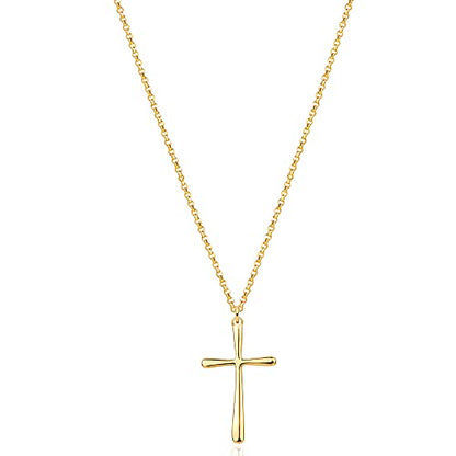 Fettero Cross Necklace for Women Faith Pendant 14K Plated Dainty Chain Necklaes Minimalist Simple Tiny God Lords Prayer Religious Jewelry - style: Drop Cross