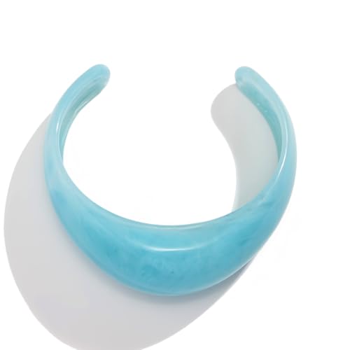 COLORFUL BLING Multicolor Mottled Chunky Acrylic Bangle Thick Wide Resin Geometric Open Cuff Bracelet for Women Wristbands Statement Jewelry - color: Blue