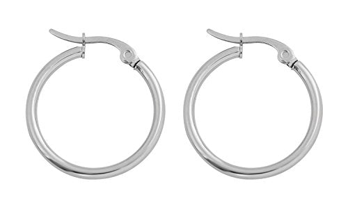 Rounded Hoops Earrings (20mm-60mm Diameter) - color: Silver 20mm