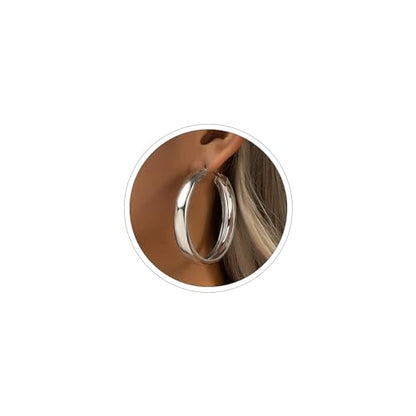 Large Hoop Earrings for Women Lightweight Chunky Earrings | Big Hoop Earrings for Women Chunky Jewelry 70s Outfits for Women - style: Hoop-S-01