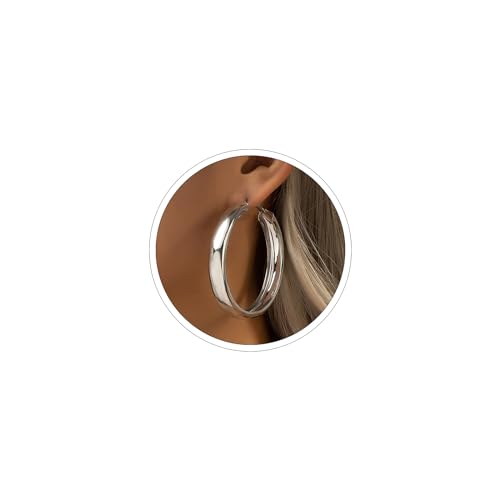 Large Hoop Earrings for Women Lightweight Chunky Earrings | Big Hoop Earrings for Women Chunky Jewelry 70s Outfits for Women - style: Hoop-S-01