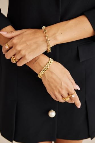 PEARLADA 18k Gold Plated Chain Layerd Bracelet Coin Charm Toggle Bracelet Trendy Cubic Zirconia Jewelry - color: Knot