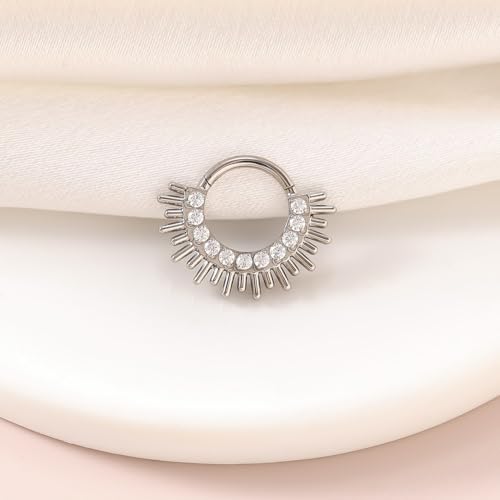 Cartilage Daith Earrings For Women Small 14K Gold Plated Hoop Hypoallergenic Helix Piercing Huggie Surgical Steel Diamond Implant Cubic Zirconia Prom Gift Jewelry - color: Style12-Silver, size: 16g-10mm