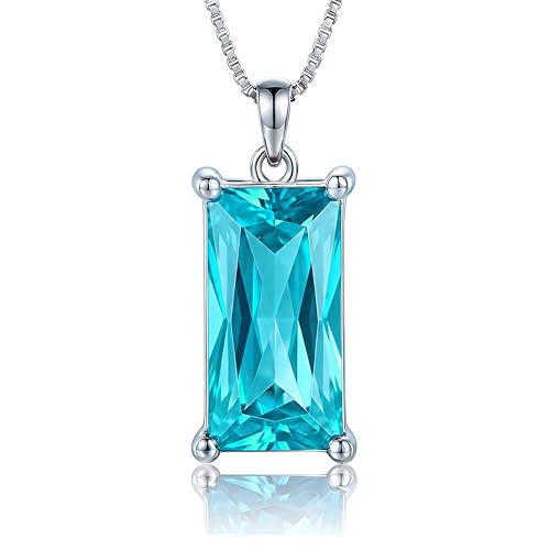 8mm x 16mm Square Birthstone Pendant Necklace – Fashion charming Sterling Silver Gift for women - color: March