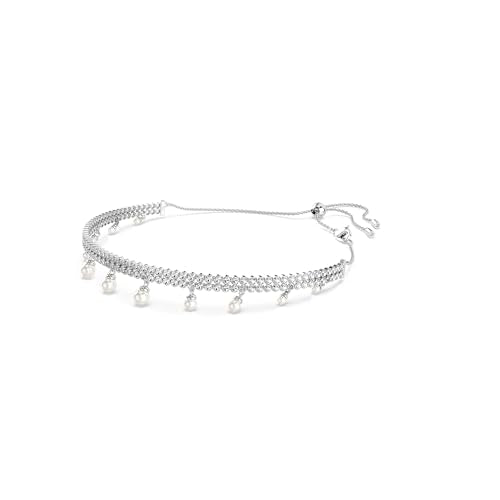 Swarovski Ariana Grande Collection, Clear Crystal & Pearls, Rhodium Finish, Necklaces, Earrings and Bracelets - color: Pearl Choker Necklace