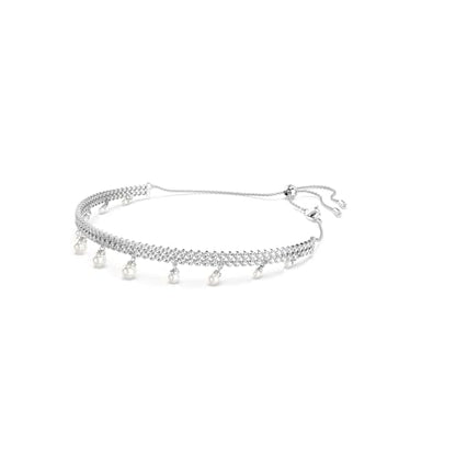 Swarovski Ariana Grande Collection, Clear Crystal & Pearls, Rhodium Finish, Necklaces, Earrings and Bracelets - color: Pearl Choker Necklace