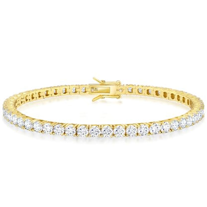 KRKC Tennis Bracelet for Women 14K White Gold Plated, AAAAA+ Classic Cubic Zirconia Bracelet with 2mm-5mm Width, Durable Gold Bracelets Jewelry Christmas Gift, Size 6.5-8 Inches Hypoallergenic - color: 3mm, Gold, size: 7.5 inches
